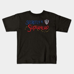 Secretly A Superhero - LOE Michigan (scribble font) Kids T-Shirt